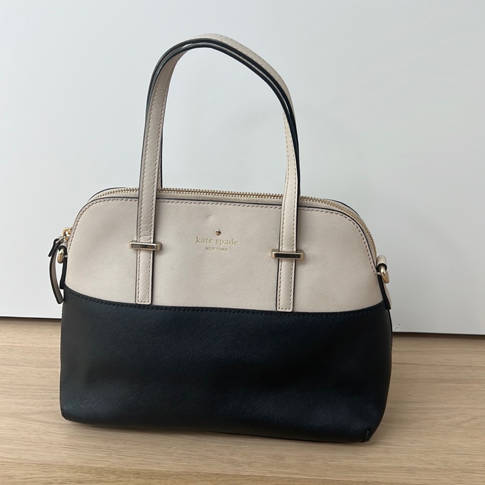 Kate Spade Sadie Dome Satchel in black and cream